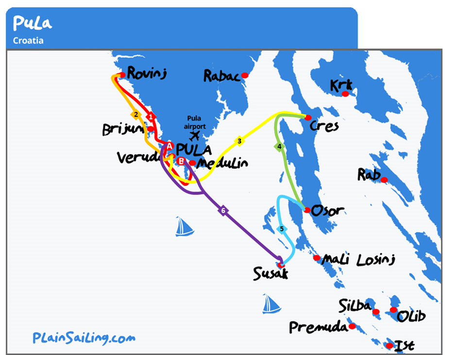 Pula - 6 day Sailing itinerary
